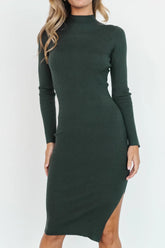 Knightsbridge Ribbed Sweater Midi Dress | Pine